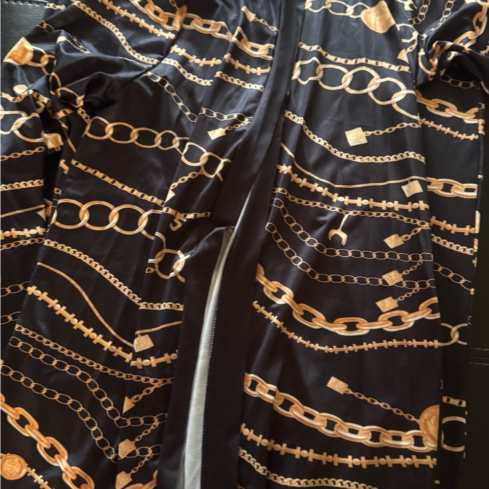 Chain Print Black Jacket and Pant Set